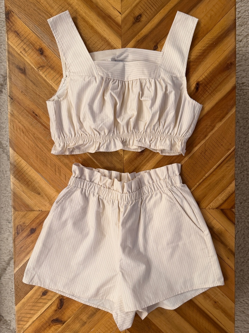 Urban Outfitters Cute Smocked Striped Vacation Top & Short Set